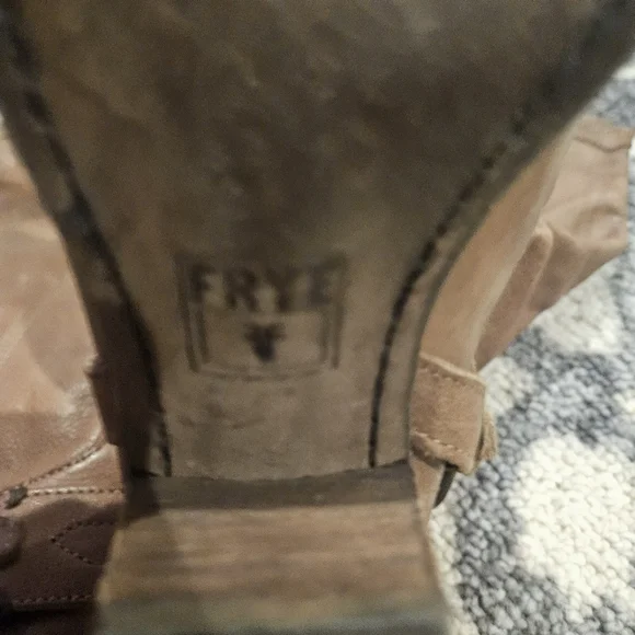 Frye Vintage Brown Heeled Harness Boots Size 8.5 Leather Cowgirl Western - Picture 6 of 10